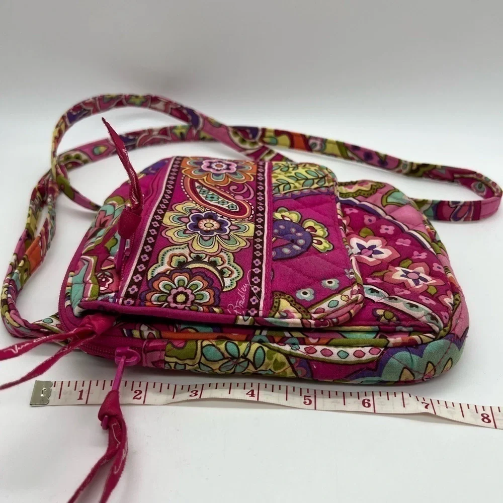 VERA BRADLEY SMALL CROSSBODY BAG WITH LOTS OF POCKETS VIBRANT PINK, ORANGE